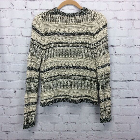 Chico’s Cardigan Sweater Women's Sz 0 (XS/4) Black/Tan Chunky Hook/Loop Closure - Picture 4 of 12